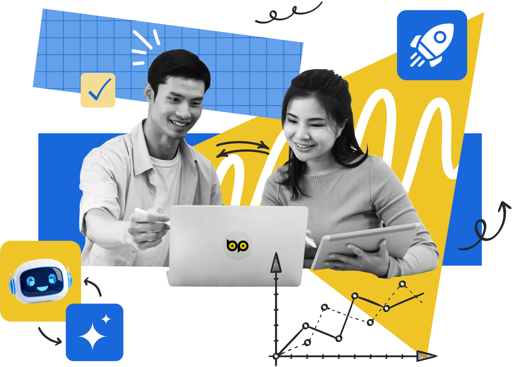 Humans collaborating with AI